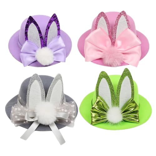 Healeved 4 Stücke Ostern Haarnadel Hut Geformt Clips Bunny Ohren Party Kopfbedeckungen Ostern für Jungen und Mädchen Erwachsene von Healeved