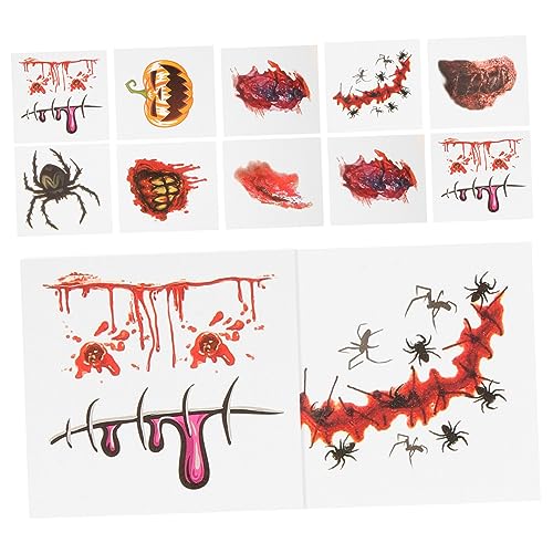 Healeved 40 Stücke Halloween Gefälschte Decals Temporäre Gesicht Aufkleber für Party Cosplay Foto Healeved 40 Stücke Halloween Gefälschte Decals Temporäre Gesicht Aufkleber für Party Cosplay Foto von Healeved
