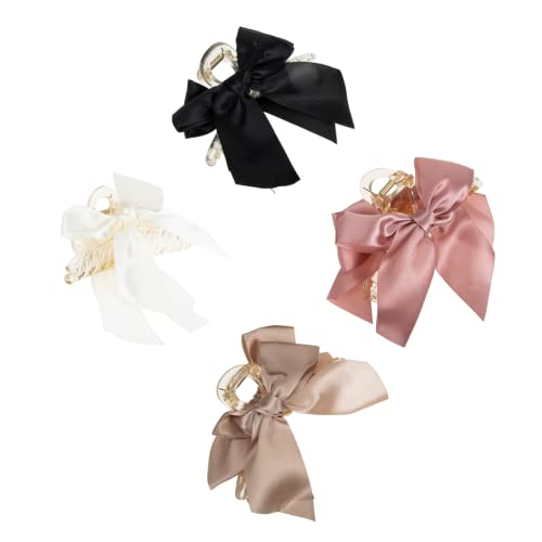 Healeved 4stücke Kreative Haarklammern Für Frauen Mit Bogen-design in Beige Und Tiefrosa Strapazierfähige Haarklammer Für Eleganten Look Und Praktischen Gebrauch von Healeved