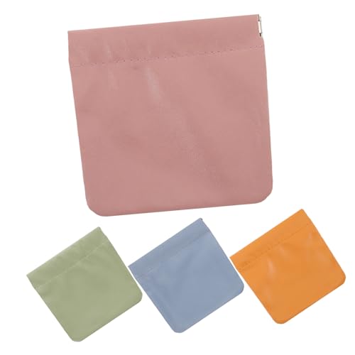 Healeved 4stücke Mini-Aufbewahrungstasche Mit Druckknopfverschluss Kleine Make-up-Tasche Für Handtasche Tragbare Lippenstift-Organizer Münztäschchen Aus Pu-Material von Healeved