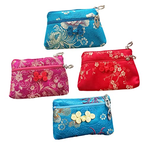 Healeved 4stücke Seidentasche Mit Reißverschluss Tragetasche Münztasche Aufbewahrungstasche Wechseltasche Im Chinesischen Stil Kleine Schmuck-geschenktasche Muster von Healeved