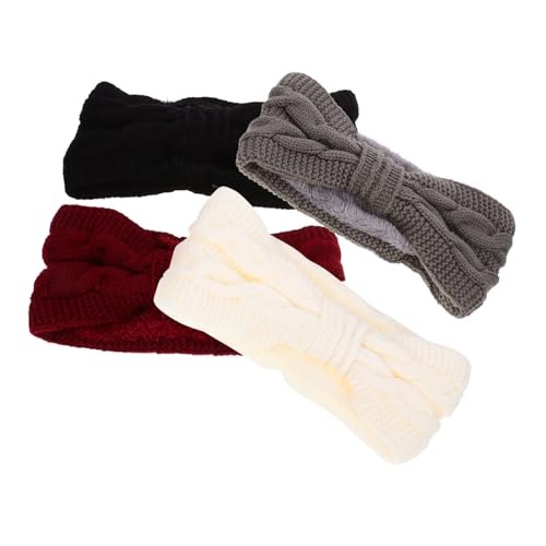 Healeved 4stücke Teiliges Weihnachts-turban-stirnbänder Für Damen Warme Dicke Kopfbedeckungen Mit Schleifen Vielseitig Für Sport Und Outdoor-aktivitäten von Healeved