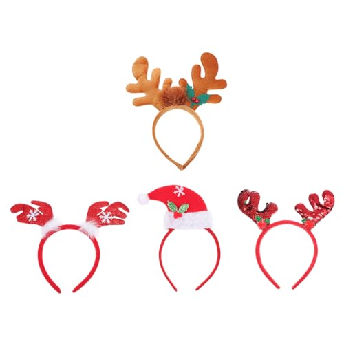Healeved 4er Set Weihnachts Stirnbänder Mit Rentiergeweih Für Und Erwachsene Festliche Kopfbedeckung Für Weihnachtsfeiern Kostümpartys Und Festliche Anlässe Braunes Rote von Healeved