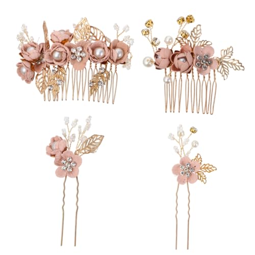 Healeved 4stücke Brautschmuck Rosen Haarnadeln Rosa Blume Hochzeit Kopfschmuck Zubehör Für Party Mottoparty Cosplay Tanzparty Fotografie Diy Brautjungfer von Healeved