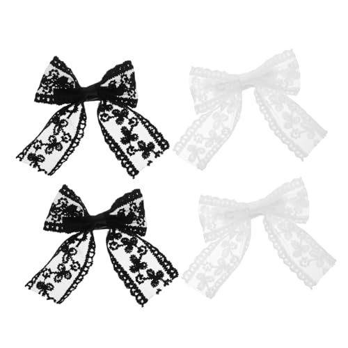 Healeved 4stücke Haarnadeln Mit Floralen Schleifen Haarschmuck Mit Schleifen Schwarze Haarspangen Mit Spitzenbogen Für Damen Weiße Haarschleifen Für Damen Styling-accessoires Für Eleganten von Healeved