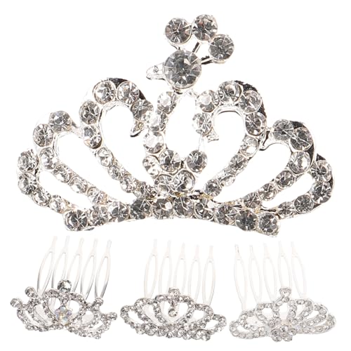 Healeved 4stücke Kronenkamm Mit Strass Für Mädchen Miniatur Tiara Als Kopfschmuck Haar Kamm Für Party Hochzeit Bankett Und Robust Stabil Und Bequem Sitzend von Healeved