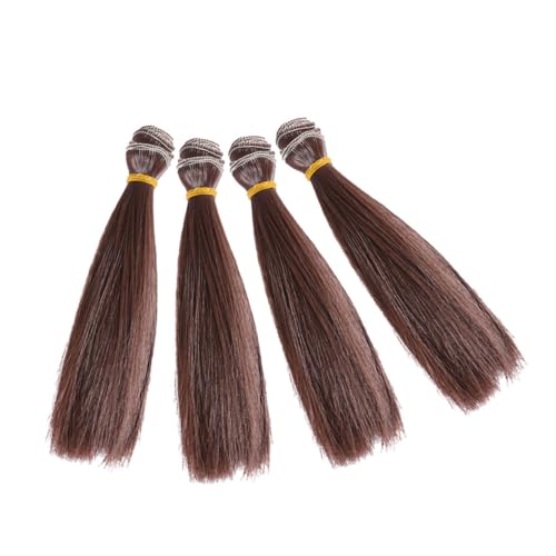 Healeved 4stücke Puppenhaar-tressen Glatte Synthetische Perücke Für Puppe Diy-bastelbedarf Dekoratives Puppenhaar Zubehör Zur Puppenherstellung von Healeved