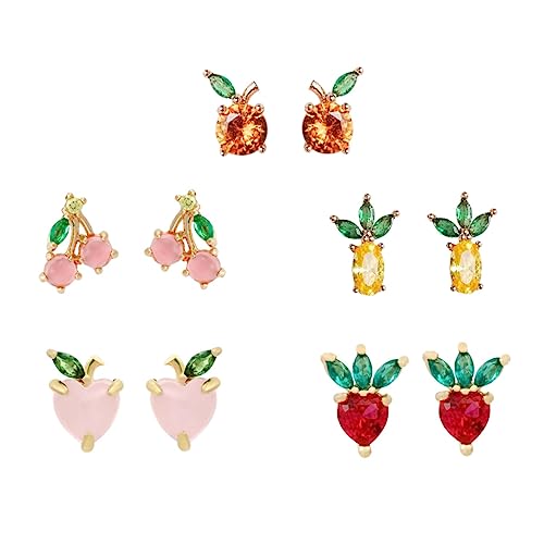 Healeved 5 Paare Kreative Ohrringe Silber mit Tropischen Früchten Chic Ohrstecker für Damen Bezaubernde Ohraccessoires Ananas Erdbeere Healeved 5 Paare Kreative Ohrringe Silber mit Tropischen Früchten Chic Ohrstecker für Damen Bezaubernde Ohraccessoires Ananas Erdbeere von Healeved