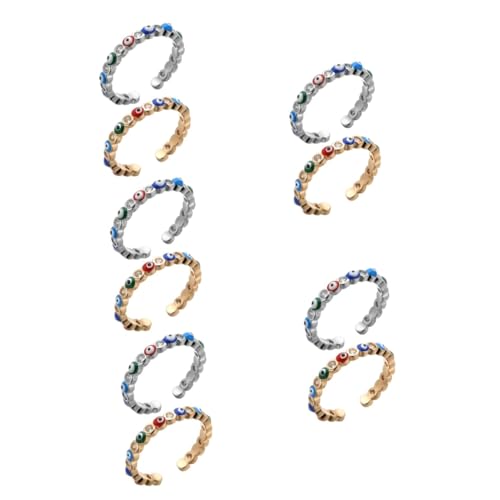 Healeved 5 Sätze Evil Eye Ring Verstellbarer Schmuck Für Frauen Mädchen Eleganter Finger Ring Gold Und Silberoptik Für Partys Alltag Einzigartiges Design Für 2 Stück * 5 von Healeved