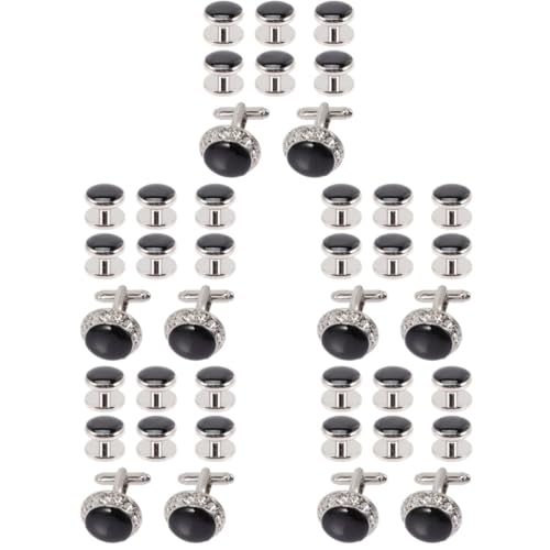Healeved 5 Sätze Herren Manschettenknöpfe Teiliges Mit Strass Elegantes Accessoire Für Anzüge Und Hemden Klassische Und Stilvolle Cufflinks Für Hochzeit Und Business 8 Stücke * 5 von Healeved