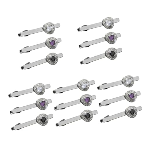 Healeved 5 Sätze Krawattenklammern Für Männer Silberne Krawattenclips Mit Herz Gemstone Accessoire Für Anzug Und Hemd Für Hochzeit Und Business 3 Stück * 5 von Healeved