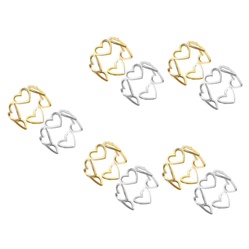 Healeved 5 Sätze Liebe Offener Ring Ringe Frauen Herz Ring Kupfer 2 Stück * 5 von Healeved