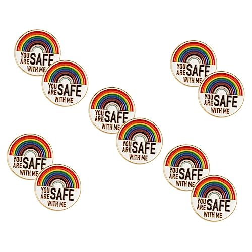 Healeved 5 Sätze Regenbogen Emaille Brosche You Are Safe With Me Anstecknadeln Für Kleidung Taschen Und Rucksäcke Geschenkidee Für Lgbtq Unterstützung 2 Stück * 5 von Healeved
