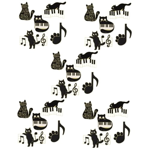 Healeved 5 Sätze Teiliges Cartoon Anstecker Mit Schwarzen Katzen Musiknoten Niedliche Emaille Broschen Für Rucksäcke Kleidung Accessoires Partys Besondere Anlässe 5 Stück * 5 von Healeved