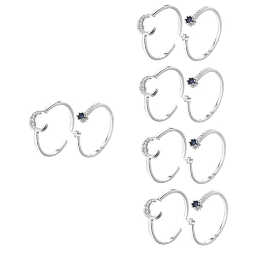 Healeved 5 Sätze Teiliges Offene Finger Ringe Für Damen Kreativer Stern Design Schmuck Verstellbare Mode Ringe Platin Für Besondere Anlässe Für Geburtstage Valentinstag 2 Stücke * 5 von Healeved