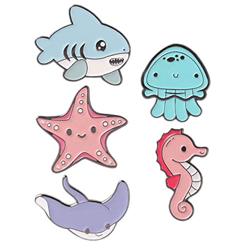 Healeved 5 Stck. Teiliges Cartoon Meerestier Broschen Niedliche Anstecknadeln für Kleidung Strickjacken Accessoires für Partys Hochzeiten Tägliches von Healeved