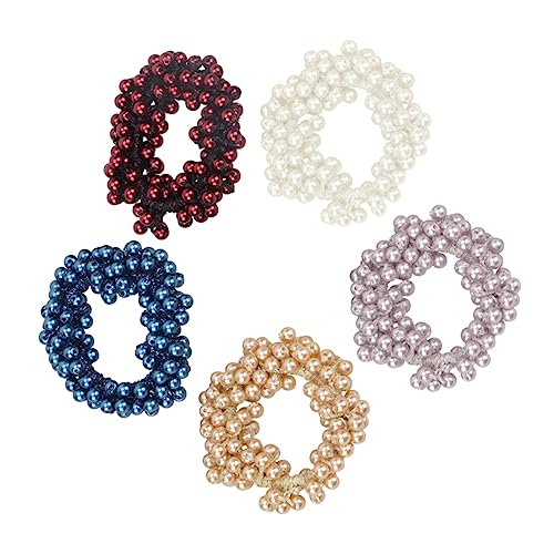 Healeved 5stücke Haarband Mit Perlen Und Kristallkugeln Stretch Haargummis Für Frauen Und Mädchen Handgefertigt Gemischte Farben Für Pferdeschwanzhalter Und Haarseil von Healeved
