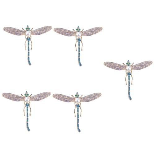 Healeved 5 Stück Drachenfliegen Brosche mit Perlen Anstecknadel für Damen für Kleidung Hüte Schals Schmuck für Besondere Anlässe Täglichen Gebrauch von Healeved