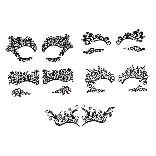 Healeved 5 Stück Temporäre Augenaufkleber Maskerade Lidschatten Eyeliner Aufkleber Vielseitig Einsetzbar Für Karneval Halloween Cosplay Attraktives Spitzenmuster Design von Healeved