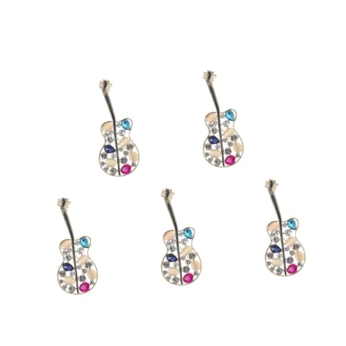 Healeved 5 Stück Gitarrenbrosche Broschennadel zum Basteln Musikinstrumente Brosche Instrumenten -Mode -Revers -Brosche Musik-Schmuck-Brosche Musikstift Strassnadel Gitarrennadel Legierung von Healeved