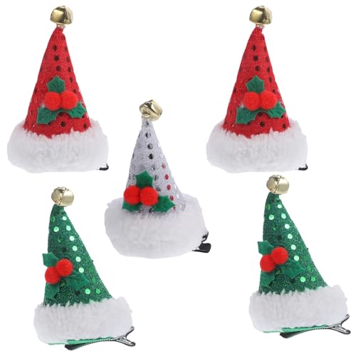 Healeved 5stücke Weihnachts Haarnadeln Glitzernde Mütze Haarclips Rot Grün Und Silber Festlicher Kopfschmuck Für Mädchen Und Frauen Dekorative Haarklammern Für Weihnachten von Healeved