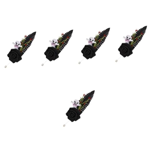Healeved 5 Stück Halloween Flower Brooch Schwarze Pin für Kostüme Gruselige Dekoration für Halloween Partys Leicht Langlebig und für und Dämonen Themen von Healeved