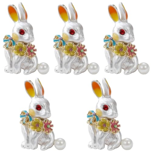 Healeved 5 Stück Kaninchen Brosche mit Cartoon Design Eleganter Anstecknadel für Kleidung Taschen und Hüte Perfektes für Feiertage und Besondere Anlässe von Healeved