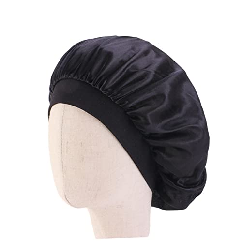 Healeved 5 Stück Kinder-schlafmütze Aus Satin Elastisch Für Kinderhaar Mütze Bequem Atmungsaktiv Für Zuhause Reisen Schlaf Badekappe Gelb Schwarz Weinrot Rosy von Healeved