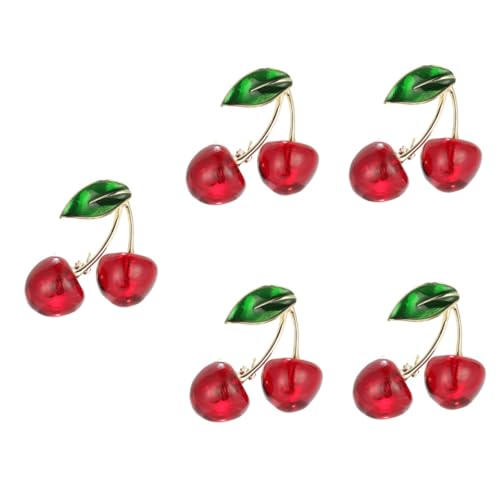 Healeved 5 Stück Kirsche Brosche für Damen Anstecknadel für Hochzeiten Partys Besondere Anlässe Modisches Accessoire für Schals Jacken Taschen Muttertag von Healeved