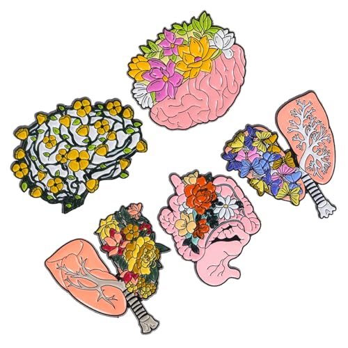 Healeved 5 Stück Metallbroschen in Organform Emaille anstecknadeln für Damenkleidung Biologie motiv Anstecker für Rucksack Hut Schal und Jacke Langlebig und Modisch von Healeved