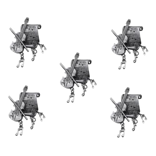 Healeved 5 Stück Musiknotenbrosche Broschennadel Vintage Brosche Gitarrenbroschen Anzug Reversnadel Brosche Für Kleidung Schal Brosche Anstecknadel Aus Metall Metallbrosche Zinklegierung von Healeved