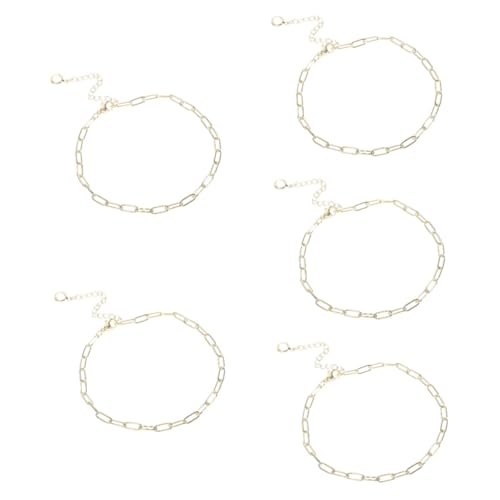 Healeved 5 Stück Paperclip Fußkettchen für Damen Elegantes mit Zirkonia Verstellbare Knöchel Kette für Besondere Anlässe Modisches Accessoire für Look Langlebig von Healeved