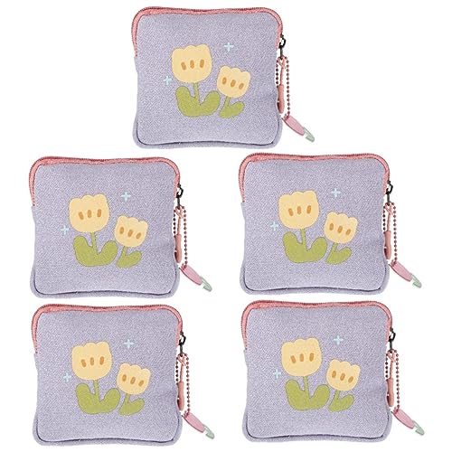 Healeved 5 Stück Servietten-Aufbewahrungstasche Mini-Make-Up-Tasche Mini-Geldbörse Quadratische Make-Up-Tasche Handtuchhalter Menstruationseinlagen Mehrzweck-Stilleinlagen-Beutel von Healeved