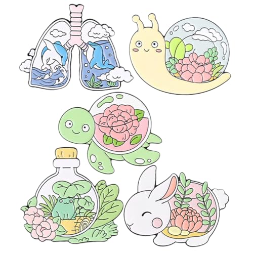 Healeved 5 Stück Teiliges Bunte Broschen Damen mit Schnecken Blumen und Tiermotiven Lustige Anstecknadeln für Schal Mantel und Rucksack Kreative Schmuck Pins für Party und Alltag von Healeved