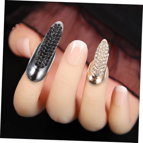 Healeved 5 Stück Teiliges Finger Gelenkring Funkelnden Strasssteinen Lange Spitze Designringe in Schwarz und Gold Modische Accessoires für Punk Cat Claw look für Partys und Alltag von Healeved