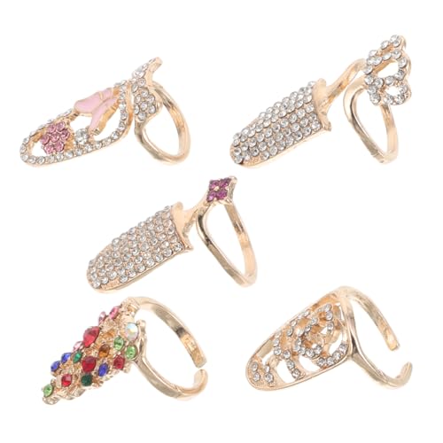 Healeved 5stücke Verstellbare Ringe Für Damen Mit Strass-details Hohlem Schmetterlingsdesign Fingernagelringen Und Nageldekorationen Zum Öffnen Von Ringen Retro-stil Fingerringe Aus von Healeved