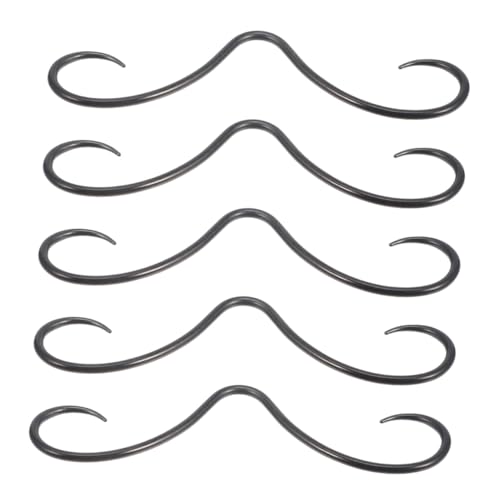 Healeved 5 Stück Teiliges Metall Septum Nasenring Schwarzer Mustache Piercing Schmuck aus Edelstahl Glatt Poliert Speziell für Nasenpiercings Vielseitig Kombinierbar für Damen und Herren von Healeved