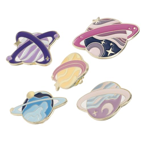 Healeved 5 Stück Teiliges Planet Universe Emaille Pin Set Legierte Brosche Langlebig und Farbecht als Modischer Anstecker für Kleidung Taschen und Rucksäcke Kreatives Geschenk für Frauen von Healeved