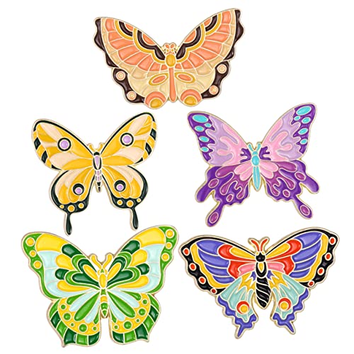 Healeved 5 Stück Teiliges Set Bunte Tier Broschen für Damen Emaille Anstecker Schmetterlings Design Modisches Kleidungzubehör für Taschen und Hüte von Healeved