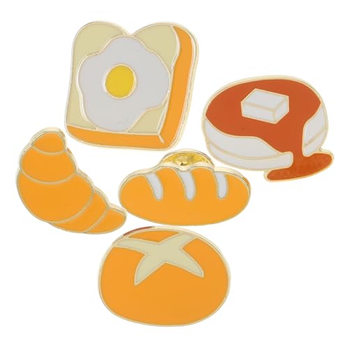 Healeved 5 Stück Teiliges Set Cartoon Brooch Pins aus Langlebiger Zinklegierung Niedliche Brotsorten Wie Croissant und Keks Modische Emaille Anstecker für Rucksäcke Jacken Taschen Leicht von Healeved