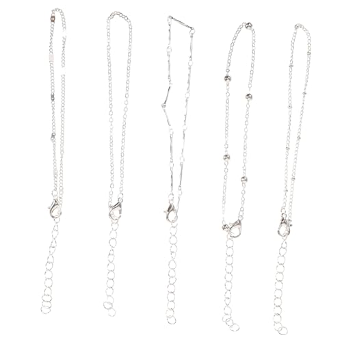 Healeved 5 Stück Teiliges Set Fußkettchen Damen Stapelbare Perlen Fußkette Silber Verstellbar Strand Partys Modischer Fußschmuck für Frauen von Healeved