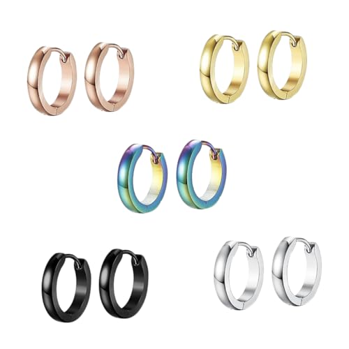 Healeved 5 Stück Teiliges Titanstahl Ohrstecker Gebogene Ohrhaken Silber Schwarz Gold Roségold und Bunt Langlebiger Ohrschmuck für Damen und Herren Elegantes Design für Party und Alltag Healeved 5 Stück Teiliges Titanstahl Ohrstecker Gebogene Ohrhaken Silber Schwarz Gold Roségold und Bunt Langlebiger Ohrschmuck für Damen und Herren Elegantes Design für Party und Alltag von Healeved