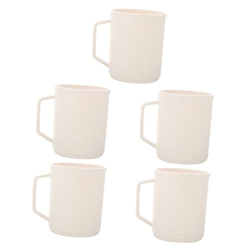 Healeved 5 Stück Vertikal Gemaserter Kunststoff Zahnputzbecher Mit Großem Fassungsvermögen Bruchfest Weiß Thermosflasche Zahnbecher Heißgetränk Reisebecher Becher Wiederverwendbar von Healeved