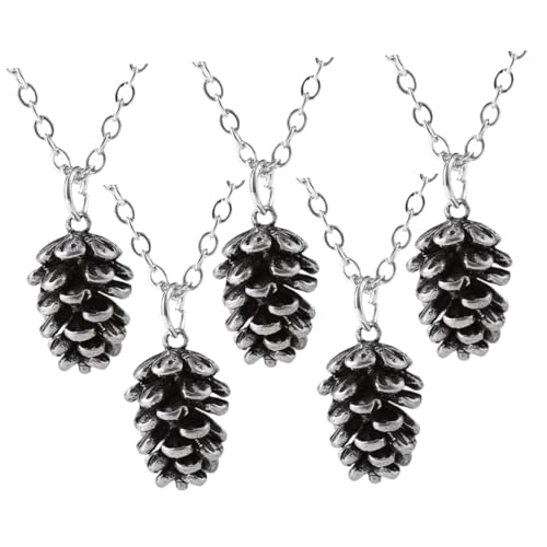 Healeved 5 Stück Weihnachts Pinienzapfen Anhänger Halsketten Silber Kreative Schmuckstücke als Christbaumschmuck und Lovely Sweater Chain Festliche Ketten für Weihnachten und Besondere Healeved 5 Stück Weihnachts Pinienzapfen Anhänger Halsketten Silber Kreative Schmuckstücke als Christbaumschmuck und Lovely Sweater Chain Festliche Ketten für Weihnachten und Besondere von Healeved