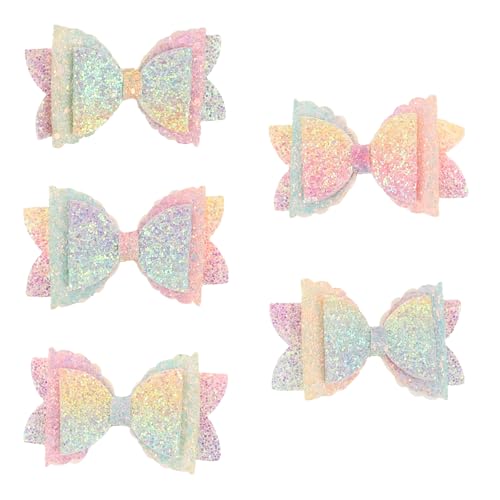 Healeved 5 Stück glitzernde Pailletten-Haarschleifen, Glitzerschleifen, Haarspangen für Kinder und Mädchen, Urlaubs-Accessoires für Halloween, Weihnachten, Geburtstag von Healeved