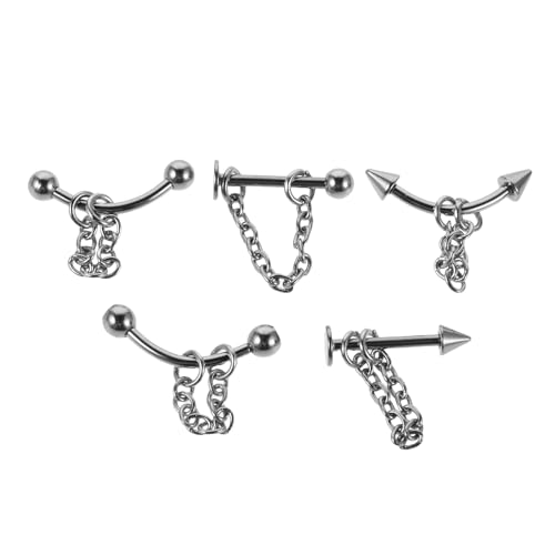 Healeved 5-teiliger Labret-Lippenschmuck: Vertikaler Labret-Piercingschmuck, Edelstahl-Lippenohrstecker für Frauen – modische Piercing-Ohrsteckerringe für Partys und den täglichen Gebrauch von Healeved