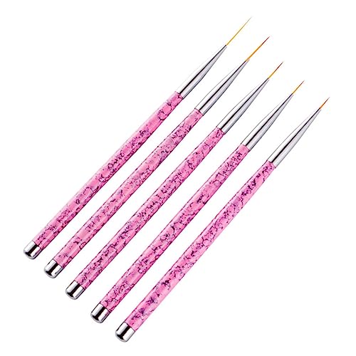 Healeved 5-teiliges Set Nagelbürste Falsche Fingernägel Acrylnagel Nail- -pinsel Eyeliner-pinsel Nagelpinsel Aus Acryl Falsche Nägel Nailart-line-stift Die Bürste Rosa Maniküre Einstellen von Healeved