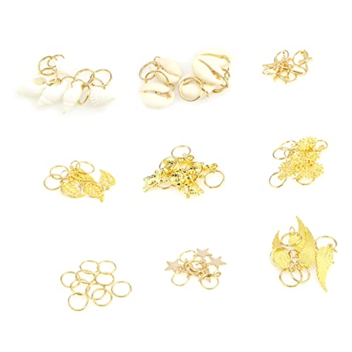 Healeved 50stücke Haarschmuck Mit Haarring-clips in Form Von Gold Shells Blättern Sternen Und Conch-schneeflocken-anhängern Für Partys Hochzeiten Und Fotos Haaraccessoires-set Mit Ringe von Healeved