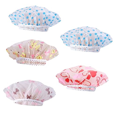 Healeved Elastischer Spitzen-haartrocknerbezug 5-teilig Gemischte Farben Duschhaube Für Damen Weich Kompakt Für Unterwegs von Healeved