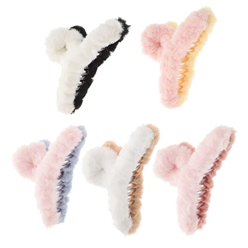 Healeved 5stücke Flauschige Haarklammer Pelzige Haarklammern Rutschfeste Klaue Clips Frauen Kopfschmuck Haaraccessoire Für Verschiedene Outfits Frisuren Und Anlässe von Healeved